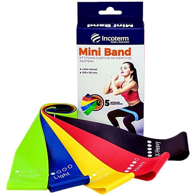 Kit Mini Band Incoterm com 5 Faixas Elásticas