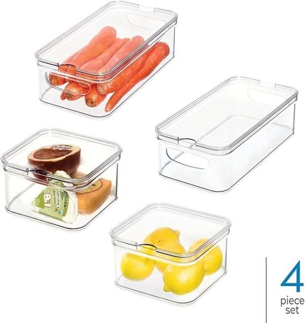 Kit 4 Organizadores de Geladeira iDesign com Tampas