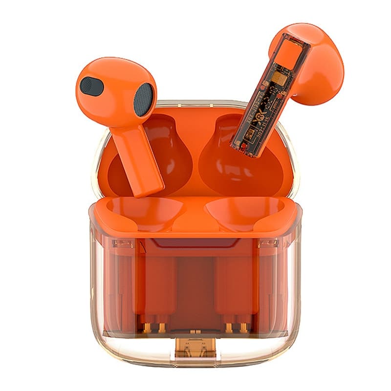 Fone Bluetooth TWS Transparente • Laranja